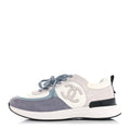 Fabric Suede Calfskin Logo Sneakers 41 White Light Gray