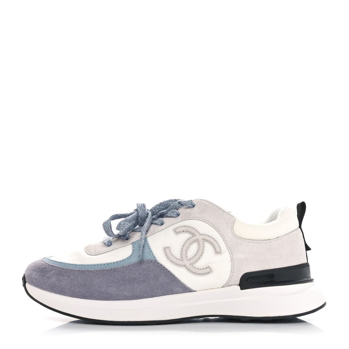 Fabric Suede Calfskin Logo Sneakers 41 White Light Gray