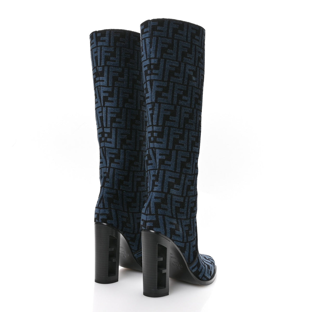 Chenille Jacquard FF 110mm Knee Boots 38 Black Blue