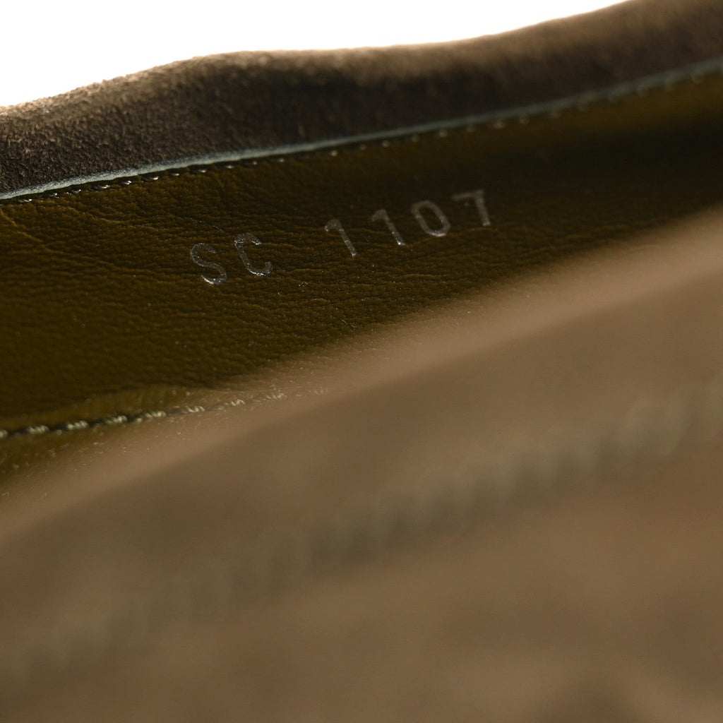 Suede Upper Case Flat Loafers 37 Green