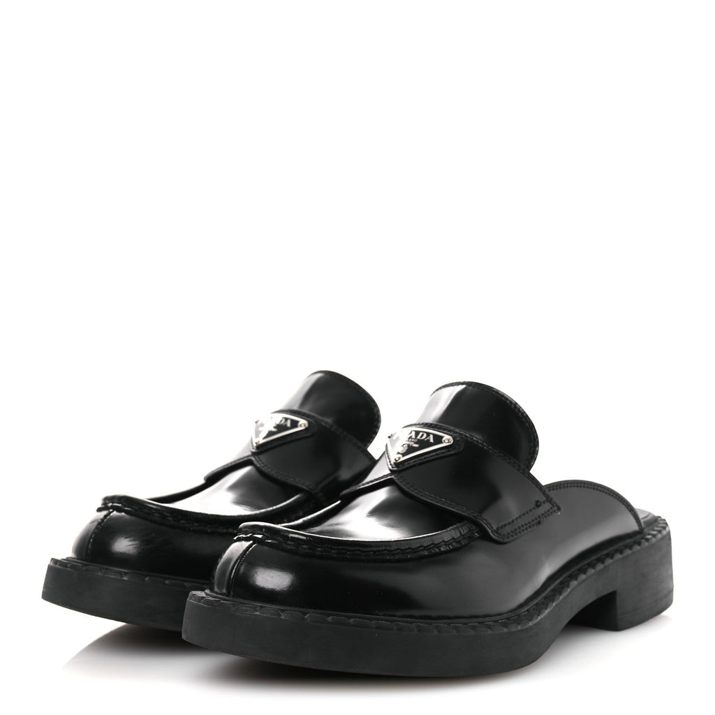 Spazzolato Triangle 40mm Loafer Mules 37 Black