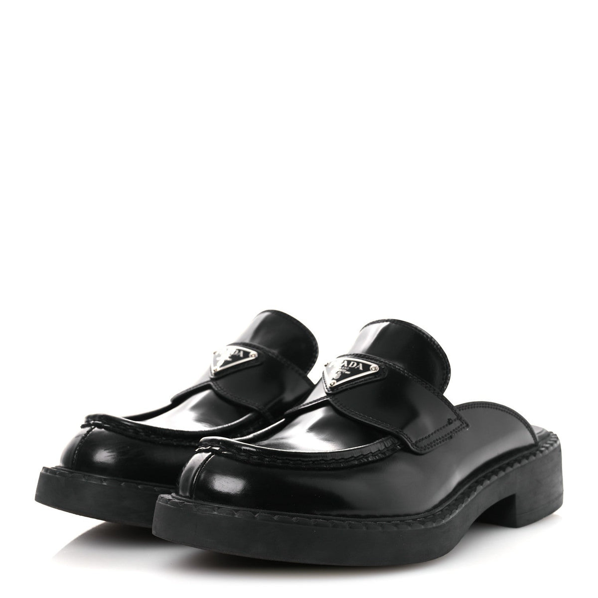 Spazzolato Triangle 40mm Loafer Mules 37 Black