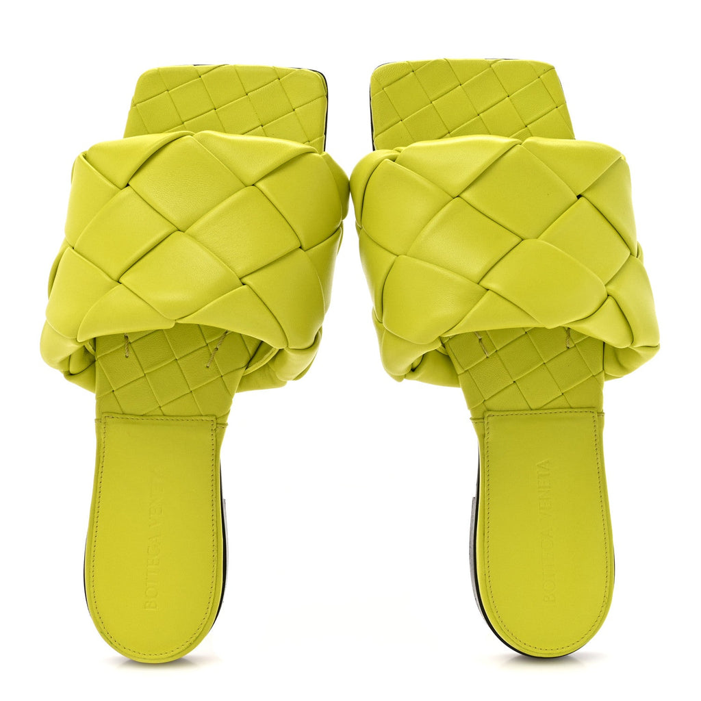 Nappa Maxi Intrecciato Lido Flat Sandals 36 Kiwi