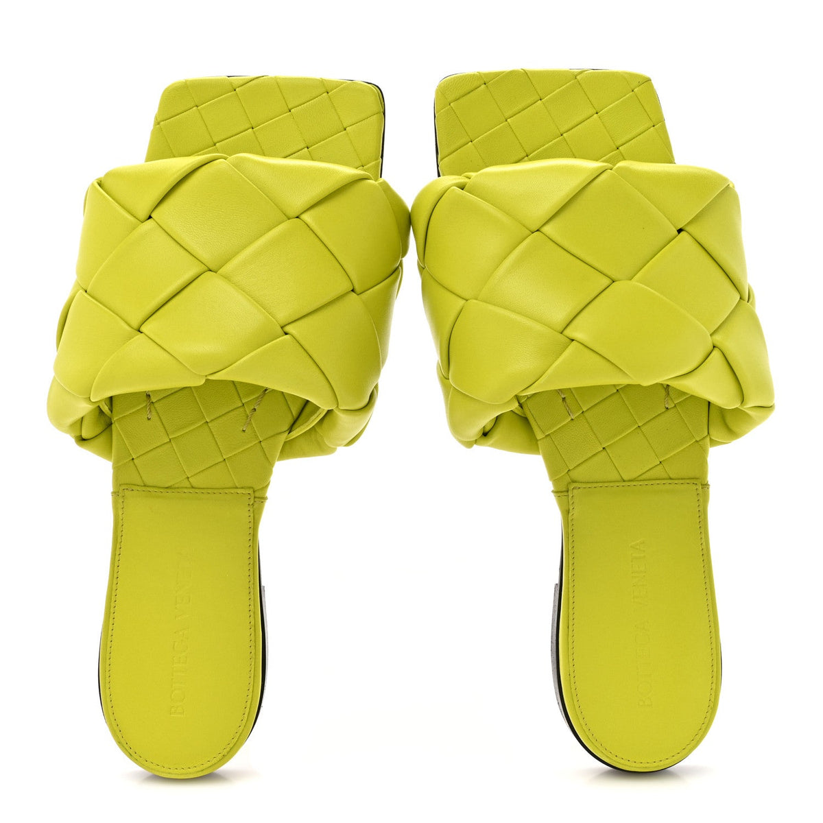 Nappa Maxi Intrecciato Lido Flat Sandals 36 Kiwi