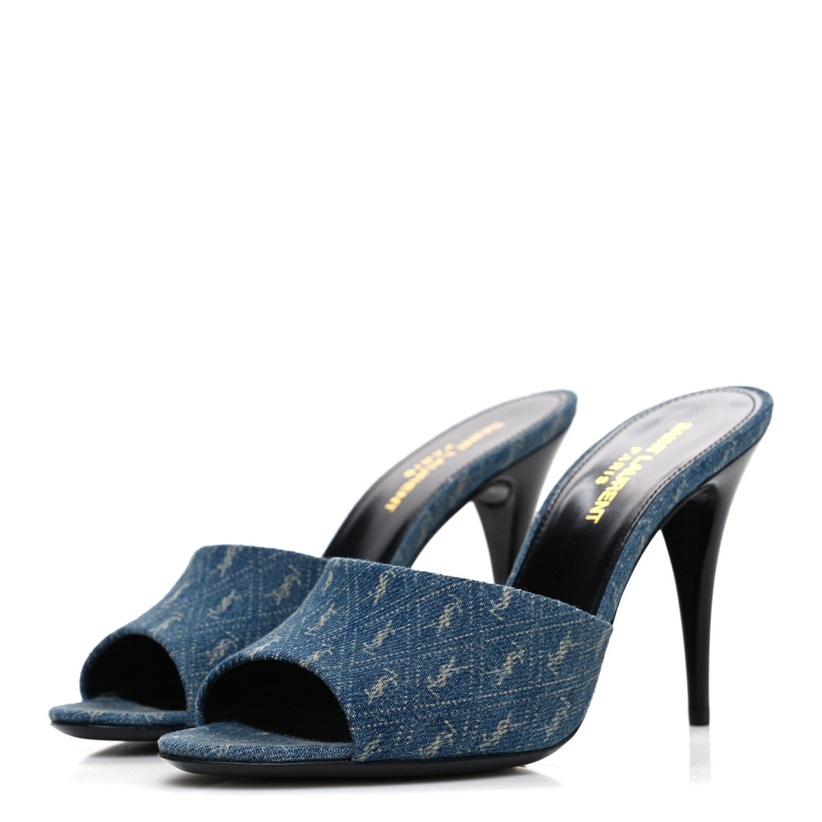 Denim Monogram La 16 Mule Sandals 38 Blue Jeans