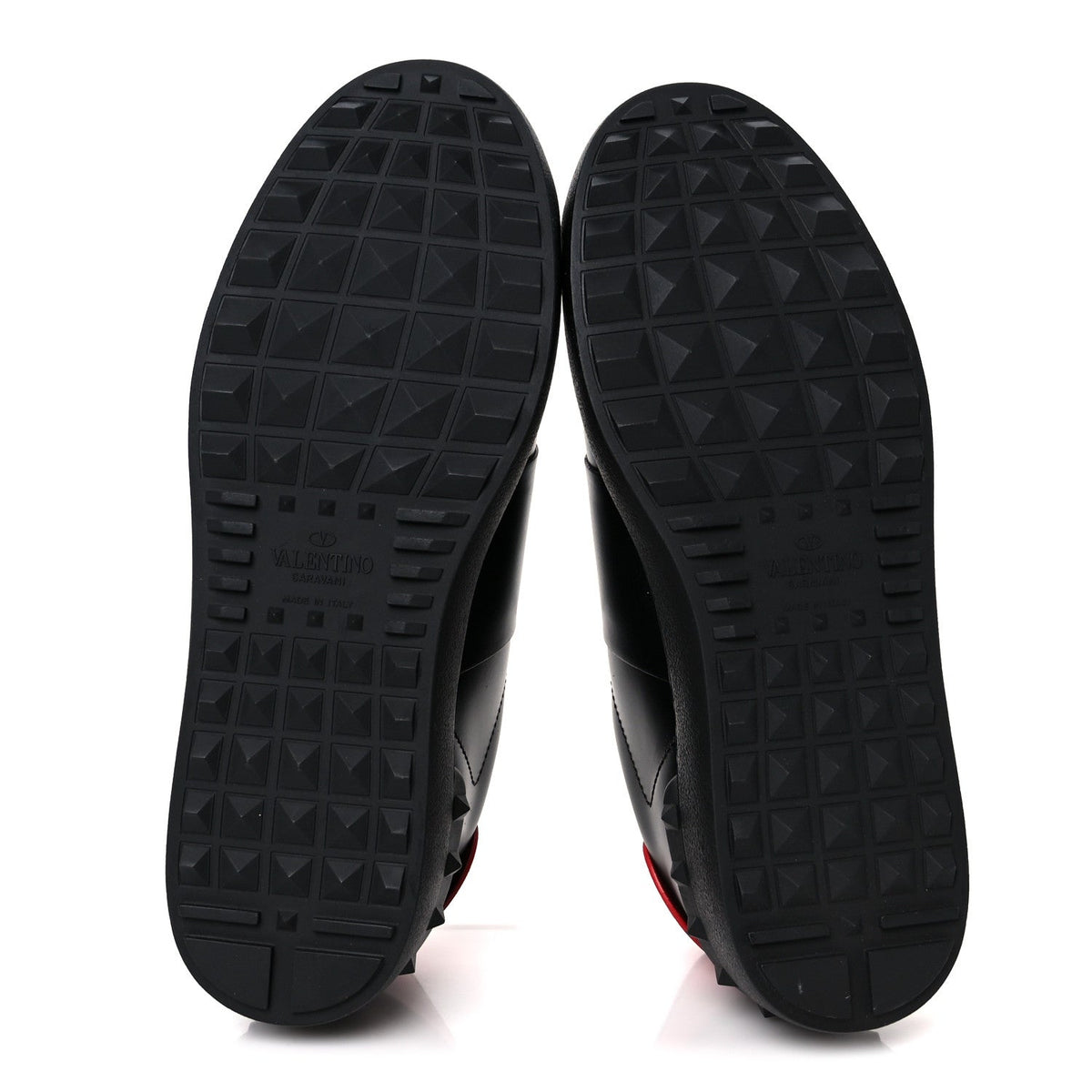 Calfskin Mens Rockstud VLTN Open Sneakers 41 Black Red