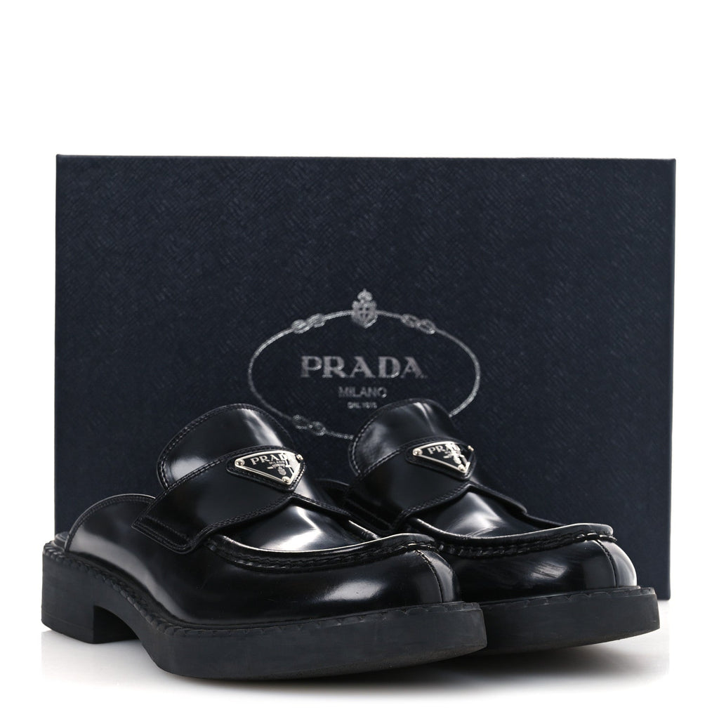 Spazzolato Triangle 40mm Loafer Mules 37 Black