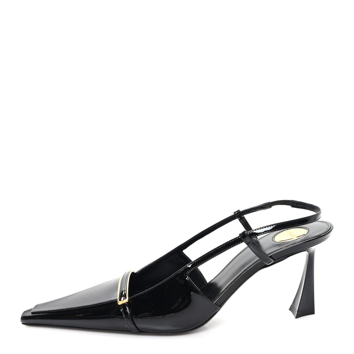 Patent Calfskin Jacqueline 75 Slingback Pumps 38 Black