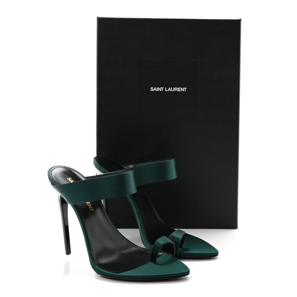 Crepe Satin Martha Mule 110 Sandals 35.5 Dorian Green