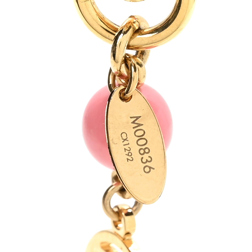 Resin Wood Vivienne Bag Charm Fuchsia Ecru White Caramel
