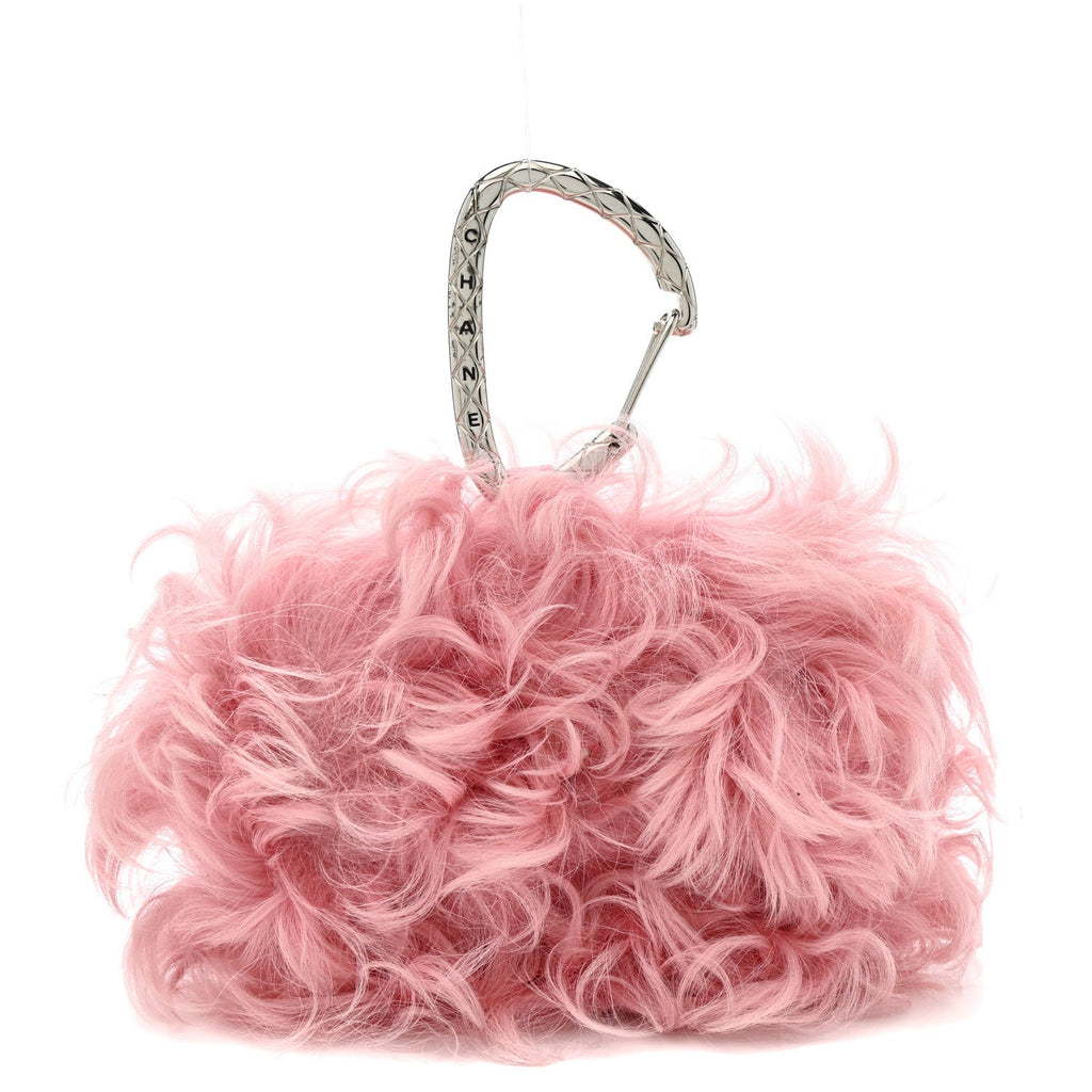 Shearling Lambskin CC Hook Card Holder Pink