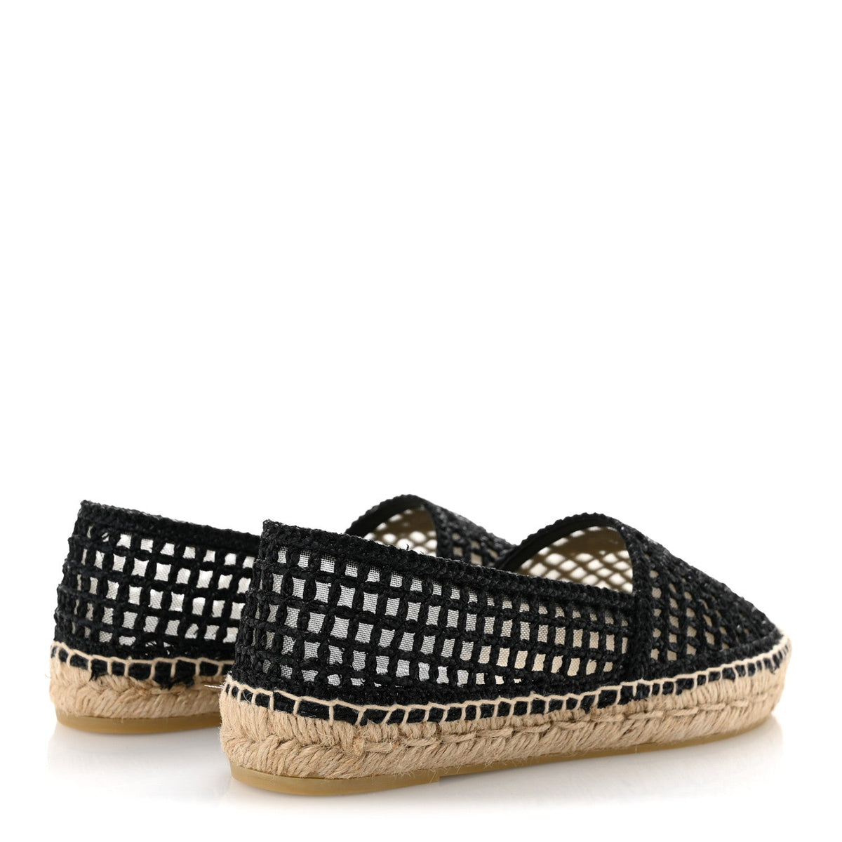 Raffia Triangle Logo Crochet 20mm Espadrilles 37 Black Naturale