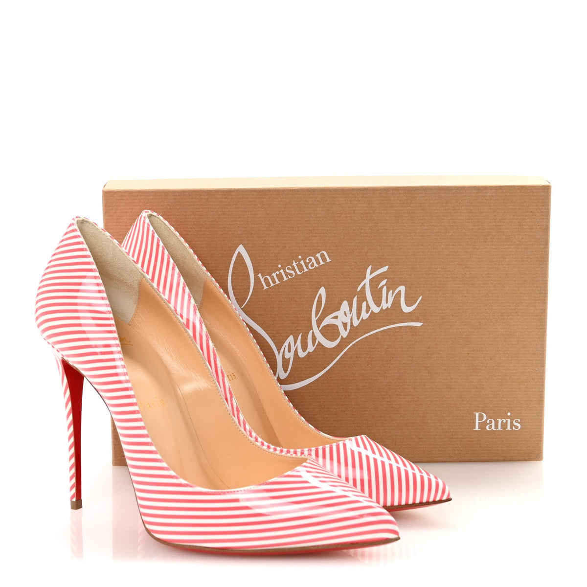 Patent Pigalle Follies Stripes 100 Pumps 39 Smoothie White