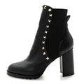 Grained Calfskin Rockstud Chelsea 80mm Ankle Boots 37 Black