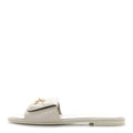 Lambskin Quilted Turnlock Flat Mules 38.5 Light Gray
