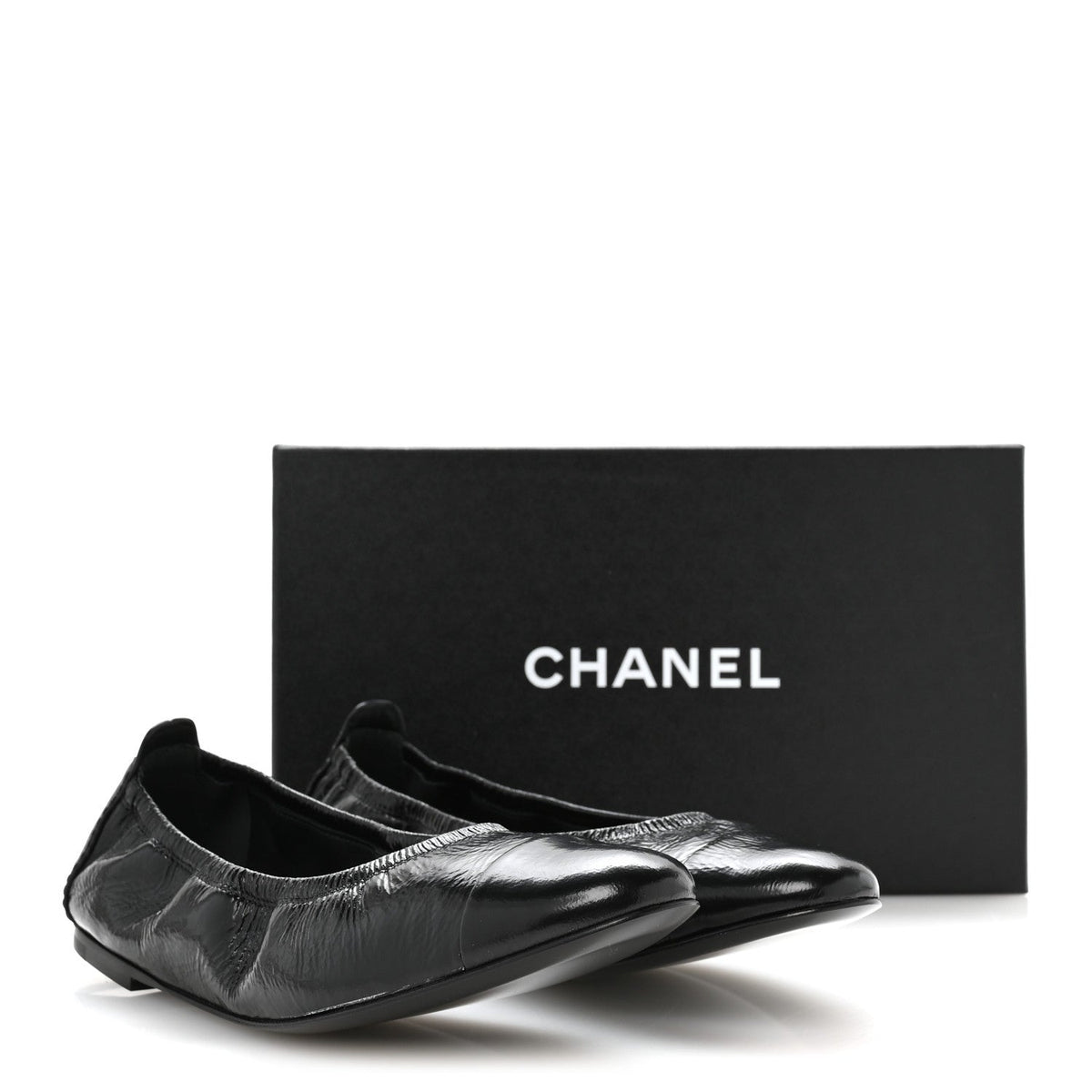 Lambskin Shiny Goatskin Calfskin Ballerina Flats 39.5 Black