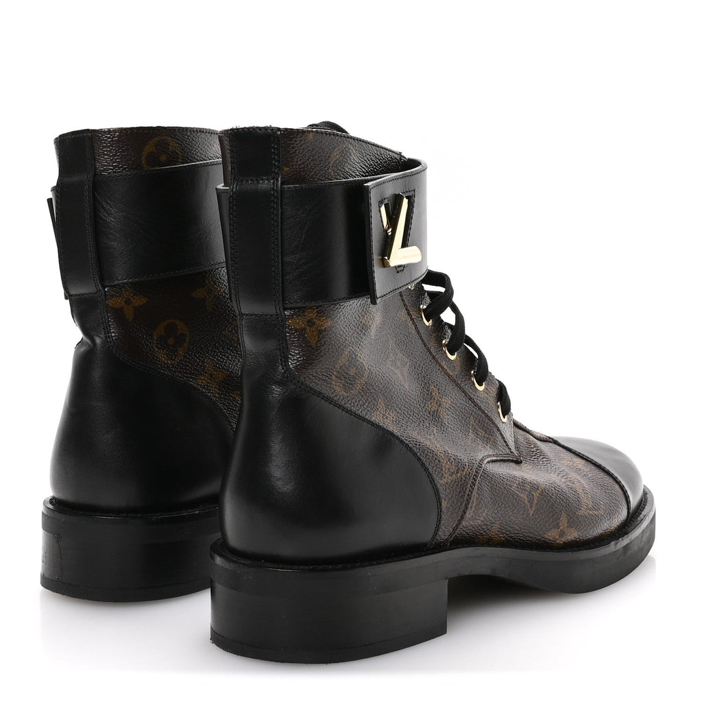 Calfskin Monogram Wonderland Flat Ranger Boots 39 Black