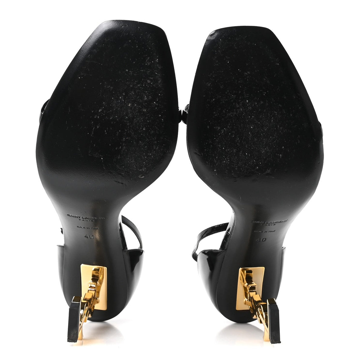 Patent Calfskin Opyum 85 Sandals 40 Black Gold