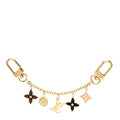 Brass Enamel Fleur De Monogram Bag Charm Chain Gold