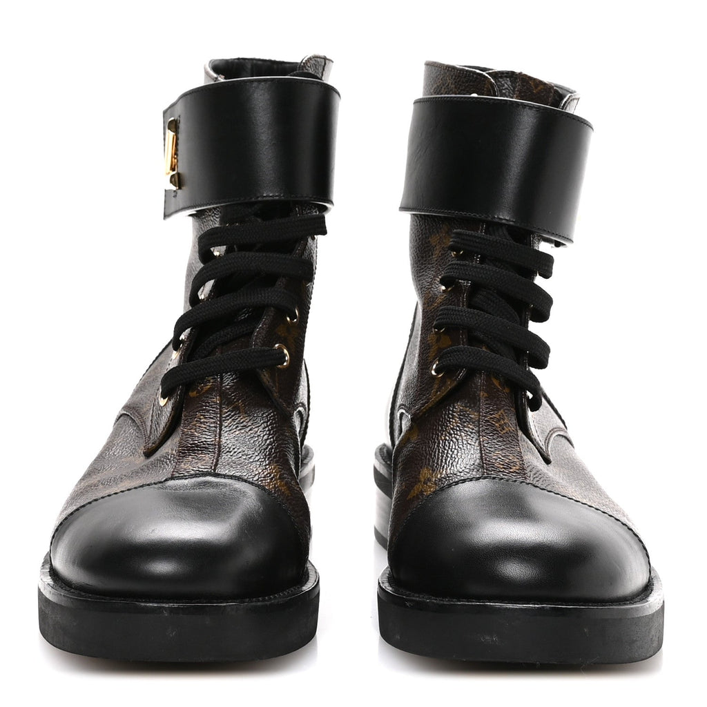 Calfskin Monogram Wonderland Flat Ranger Boots 39 Black