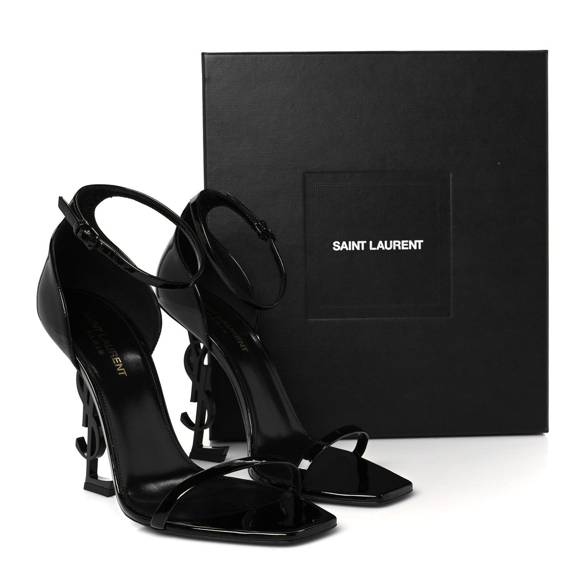 Patent Calfskin Opyum 110 Sandals 40 Black