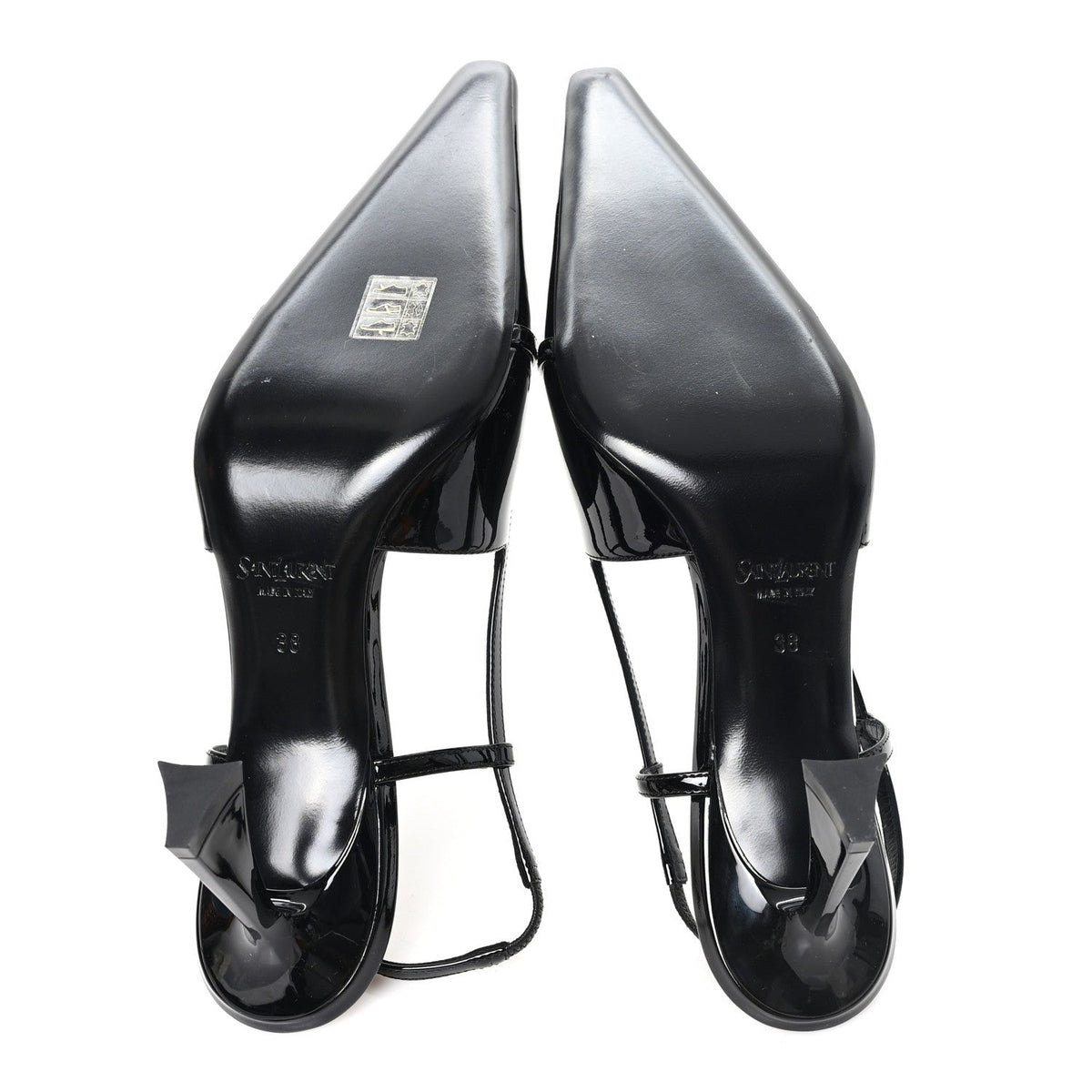 Patent Calfskin Jacqueline 75 Slingback Pumps 38 Black