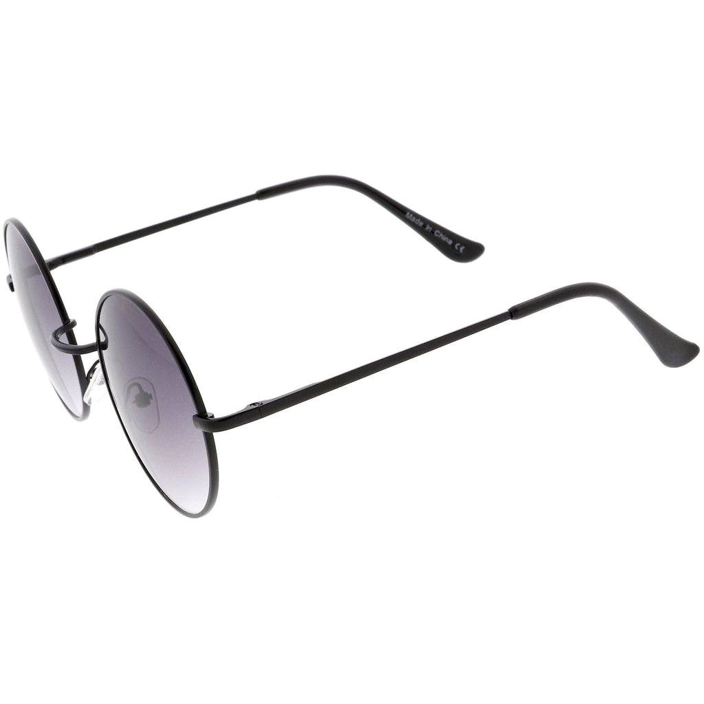 Medium Classic Lennon Style Gradient Colored Lens Thin Metal Frame Round Sunglasses 53mm C990
