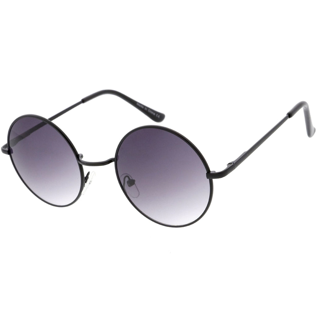 Medium Classic Lennon Style Gradient Colored Lens Thin Metal Frame Round Sunglasses 53mm C990