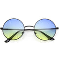 Medium Classic Lennon Style Gradient Colored Lens Thin Metal Frame Round Sunglasses 53mm C990