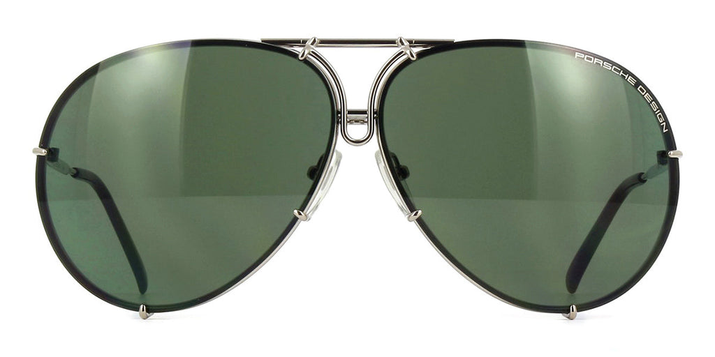 Porsche Design 8478 B Chrome Frame - Grey + Dk Green Lenses - As Seen On Kourtney Kardashian