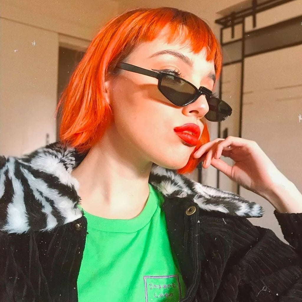 Retro Modern Low Temple Narrow Flat Top Sunglasses C731